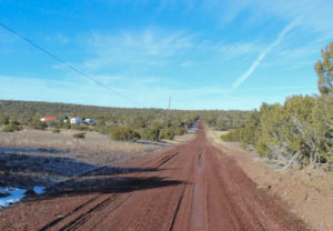 Road view with electic lines