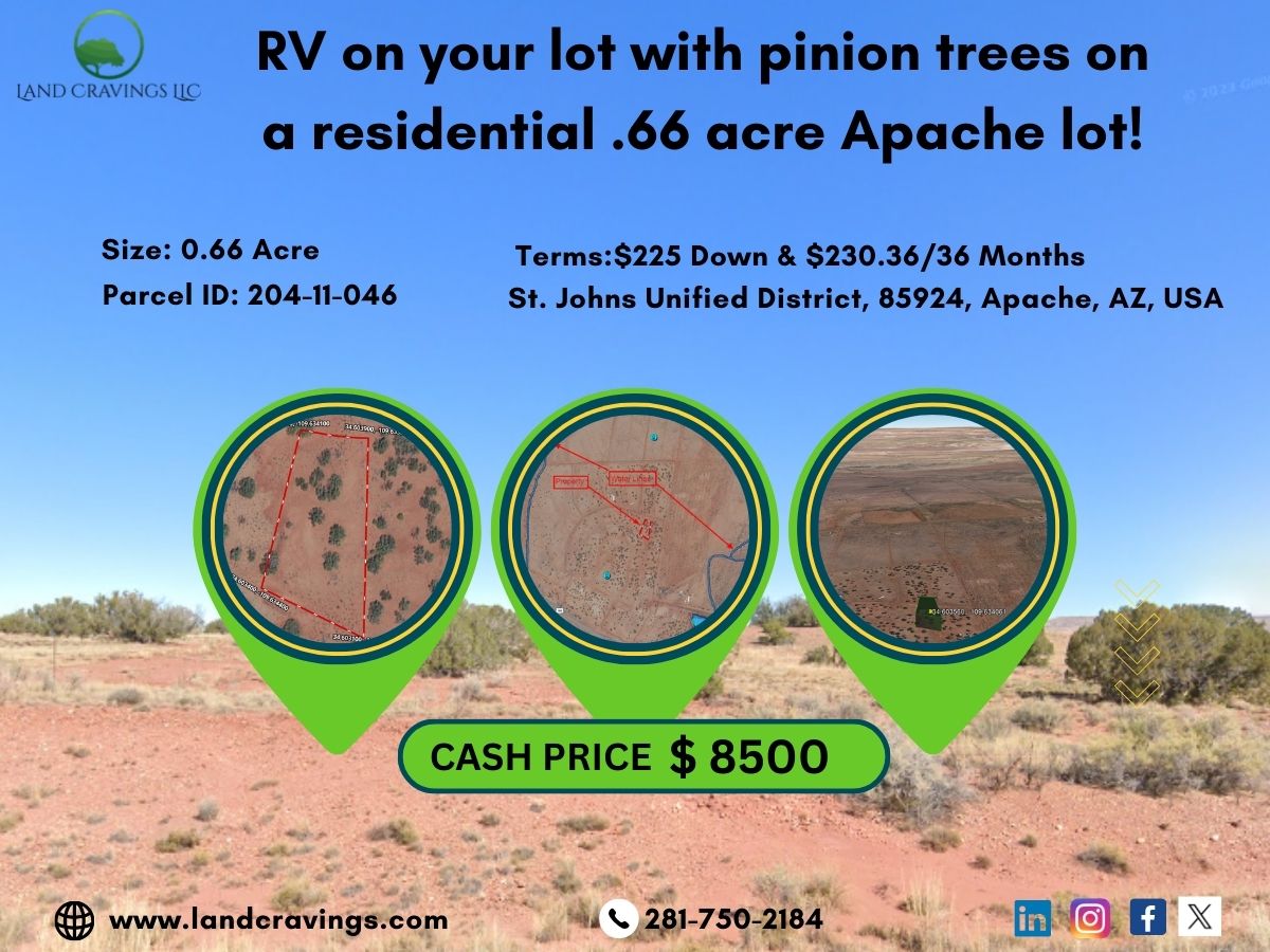 RV ON YOUR LOT WITH PINION TREES ON A RESIDENTIAL .66 ACRE APACHE LOT!