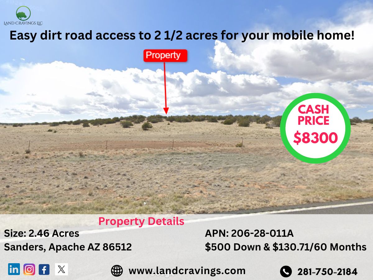 Easy dirt road access to 2 12 acres for your mobile home!